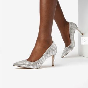 Dune London Jewel Embellished Stiletto Heel Court Shoes, size 8